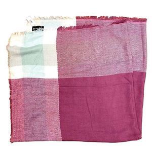 NWT Simply Southern Soft Lily Plum,‎ White, Mint Tartan Knit Shawl Wrap — 56” SQ